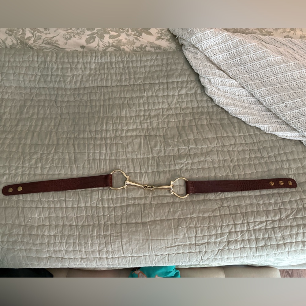 Streets Ahead Brown Leather Belt with Gold Accents